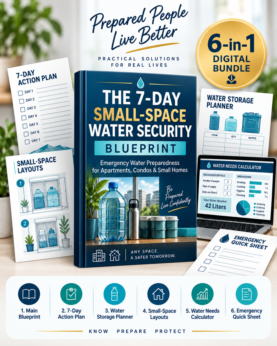 The 7-Day Small-Space Water Security Blueprint 6-in-1 digital bundle